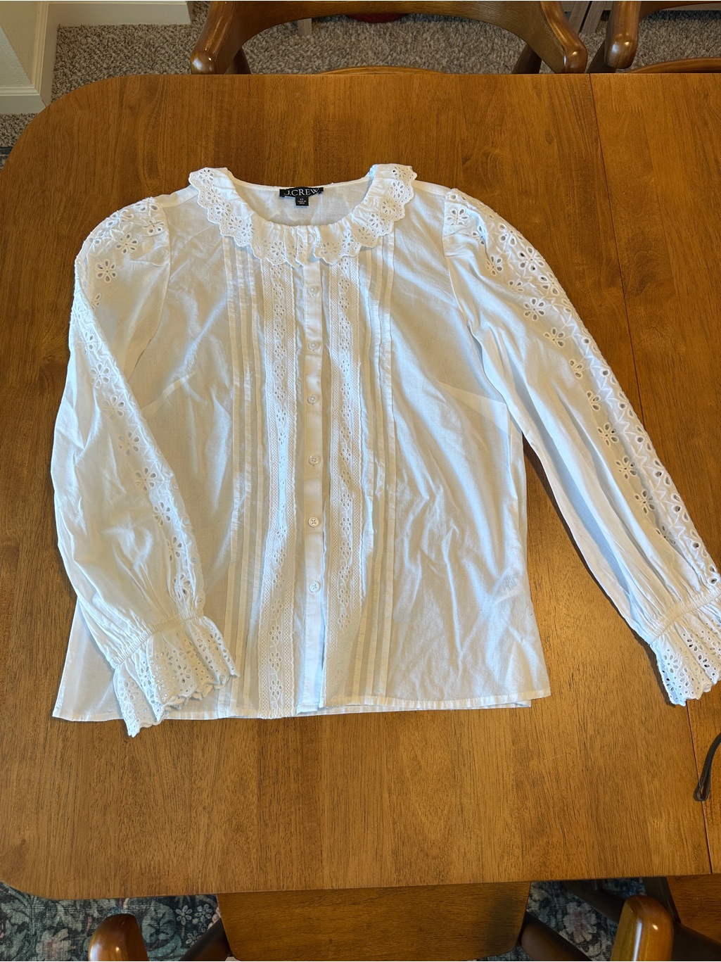 J. Crew White Eyelet Button-Down Top